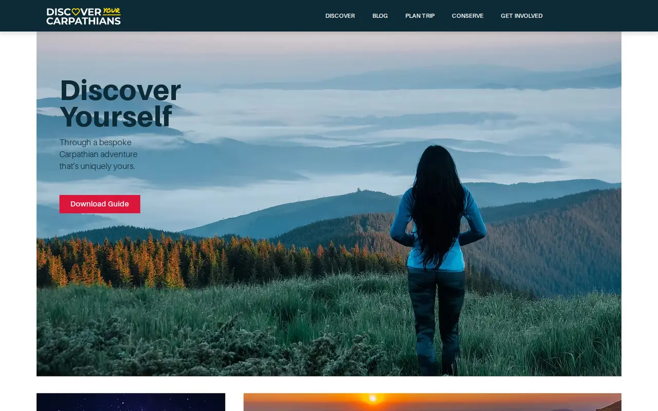Скріншот сайту Discover Carpathians